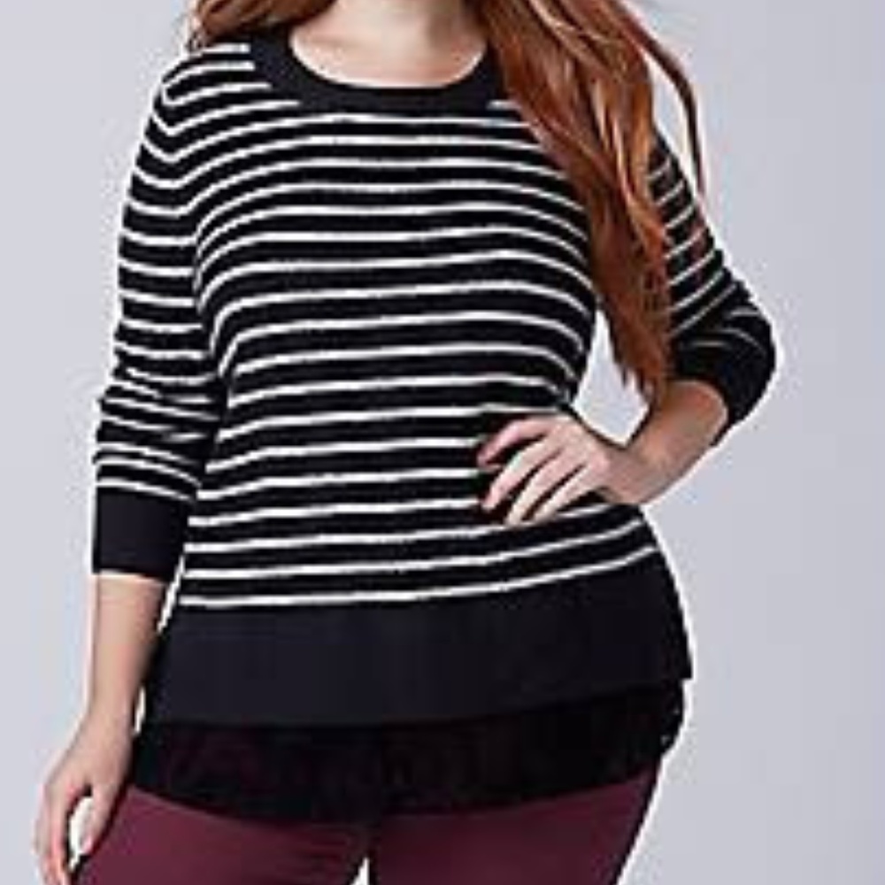 NWT Lane Bryant 18/20 Black Lace-Hem Sweater
